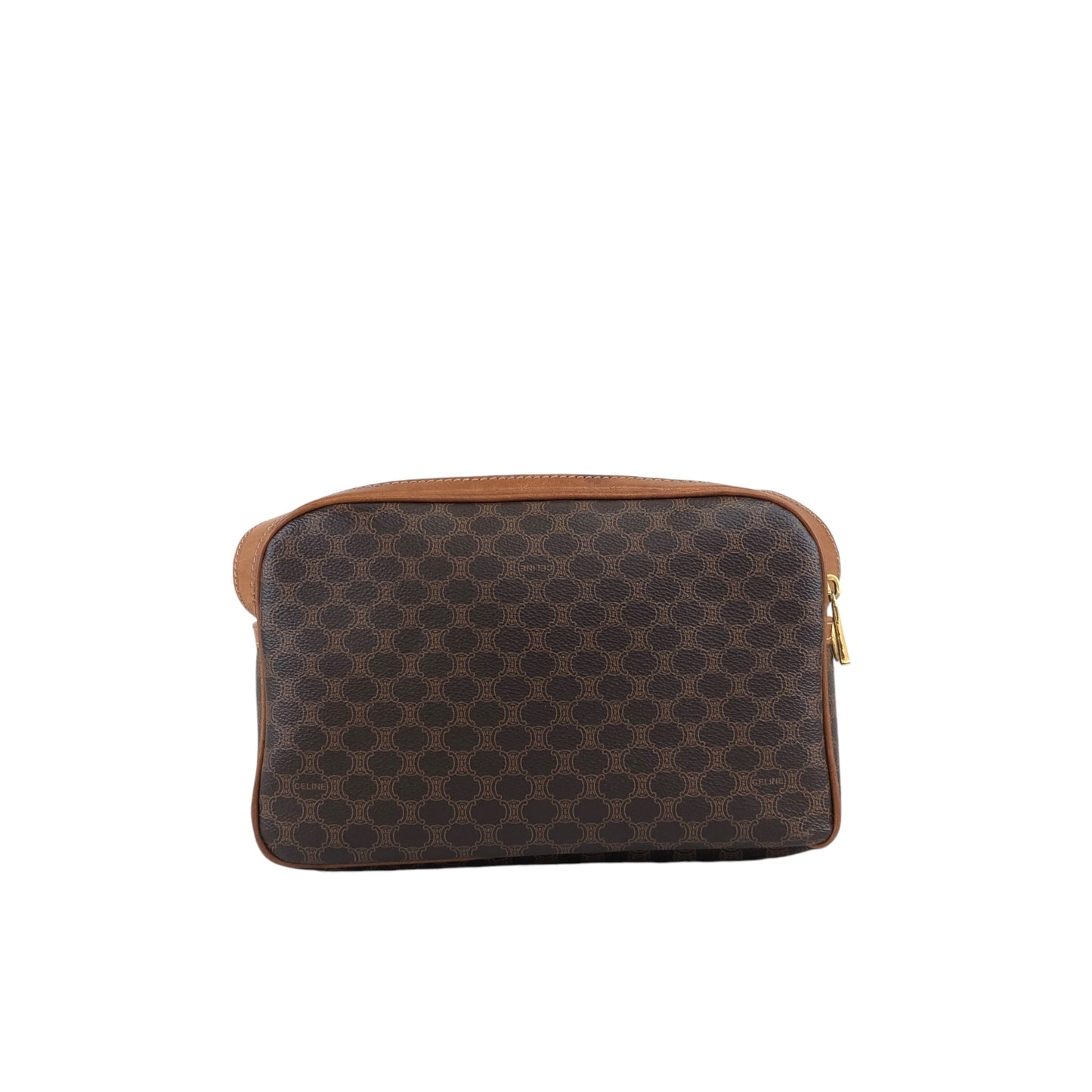 CELINE Macadam Gancini Shoulder bag Brown Vintage 7y7av5