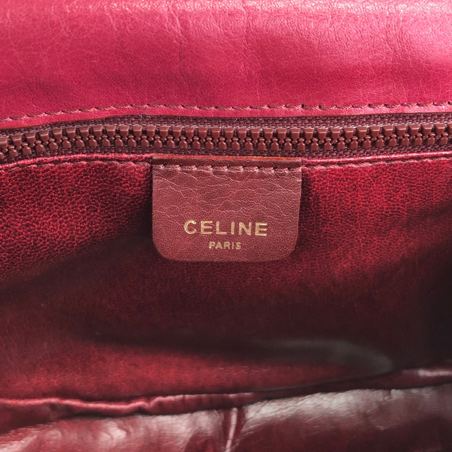 CELINE Blason Chain Shoulder bag Red Vintage vap3df