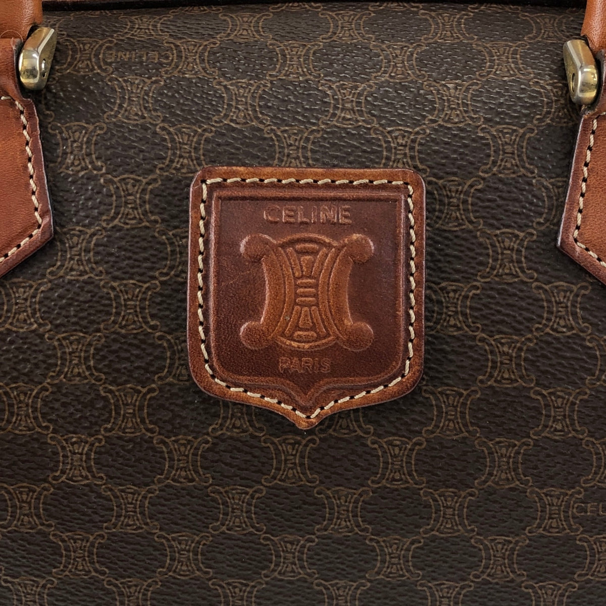 CELINE Macadam Two-way Handbag Shoulder bag Brown Vintage jymunw