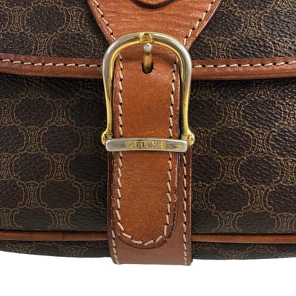 CELINE Macadam Blason Front Buckle Shoulder bag Brown Vintage g58842