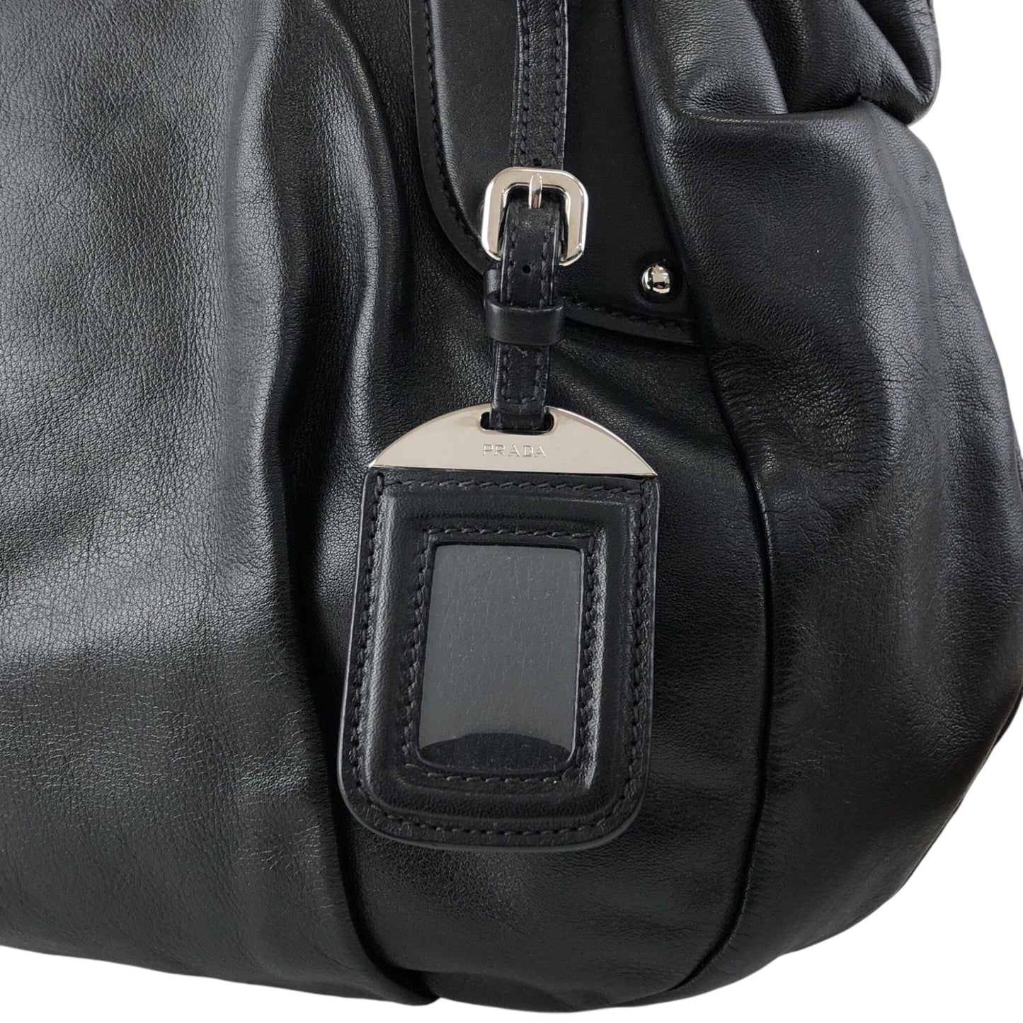 PRADA Logo Round Handbag Black Vintage 4frjvm