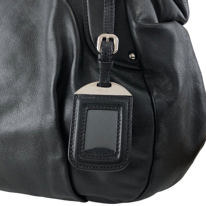 PRADA Logo Round Handbag Black Vintage 4frjvm