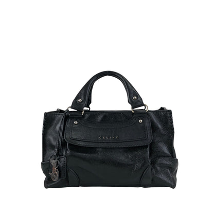 CELINE Horse Carriage Handbag Black Vintage 6m8meh