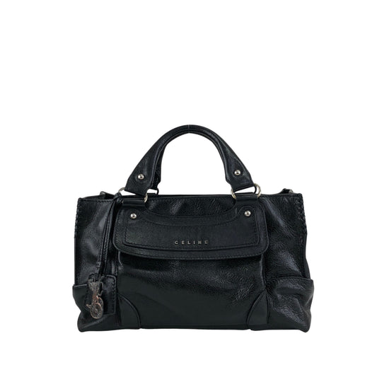 CELINE Horse Carriage Handbag Black Vintage 6m8meh