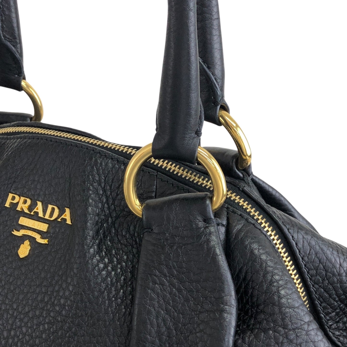 PRADA Logo Two-way Handbag Shoulder bag Black Vintage beb8nm