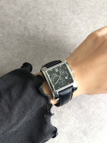 CELINE Blason Quartz Watch Black Vintage yvw3tu