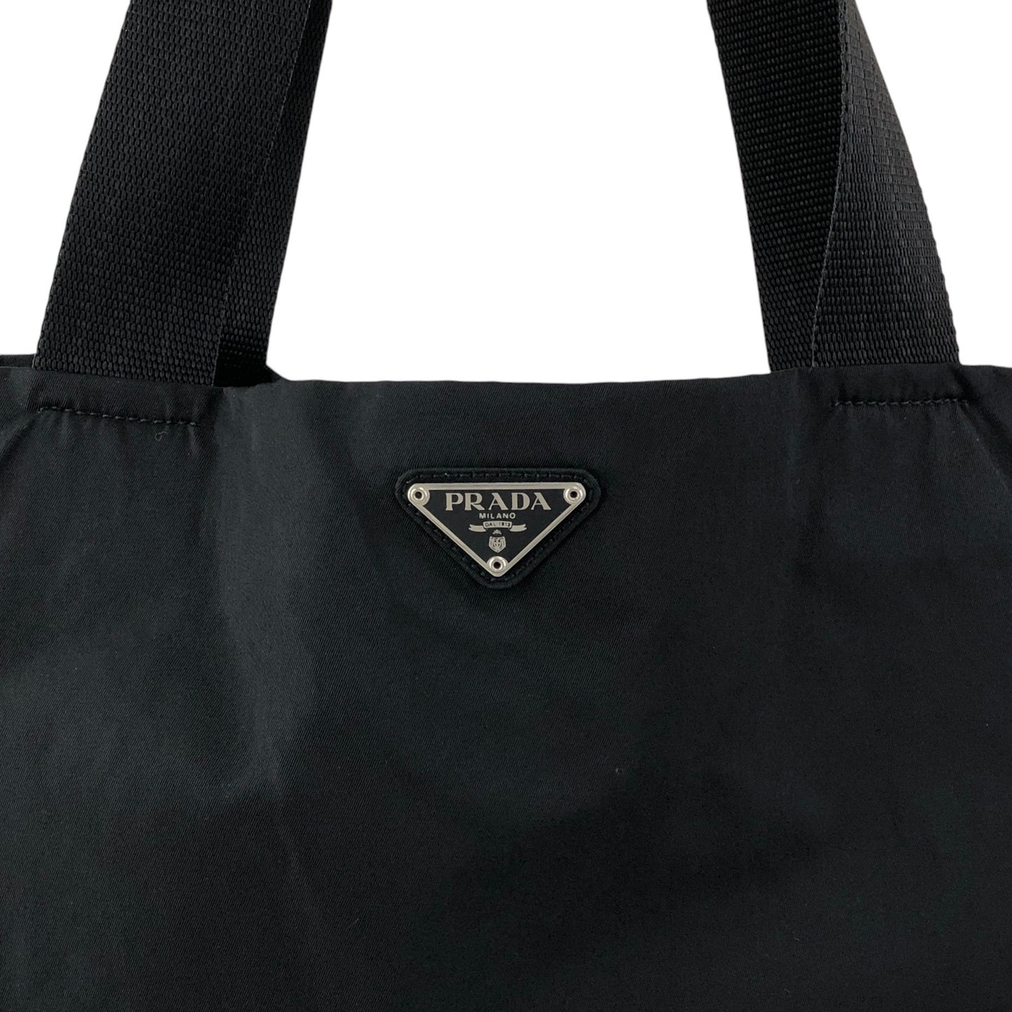 PRADA Tessuto Triangle Logo Handbag Totebag Black Vintage 5dvjjb