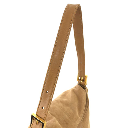 FENDI Mamma Baguette Suede Leather Shoulder bag Hobobag Beige Vintage 5k8avr