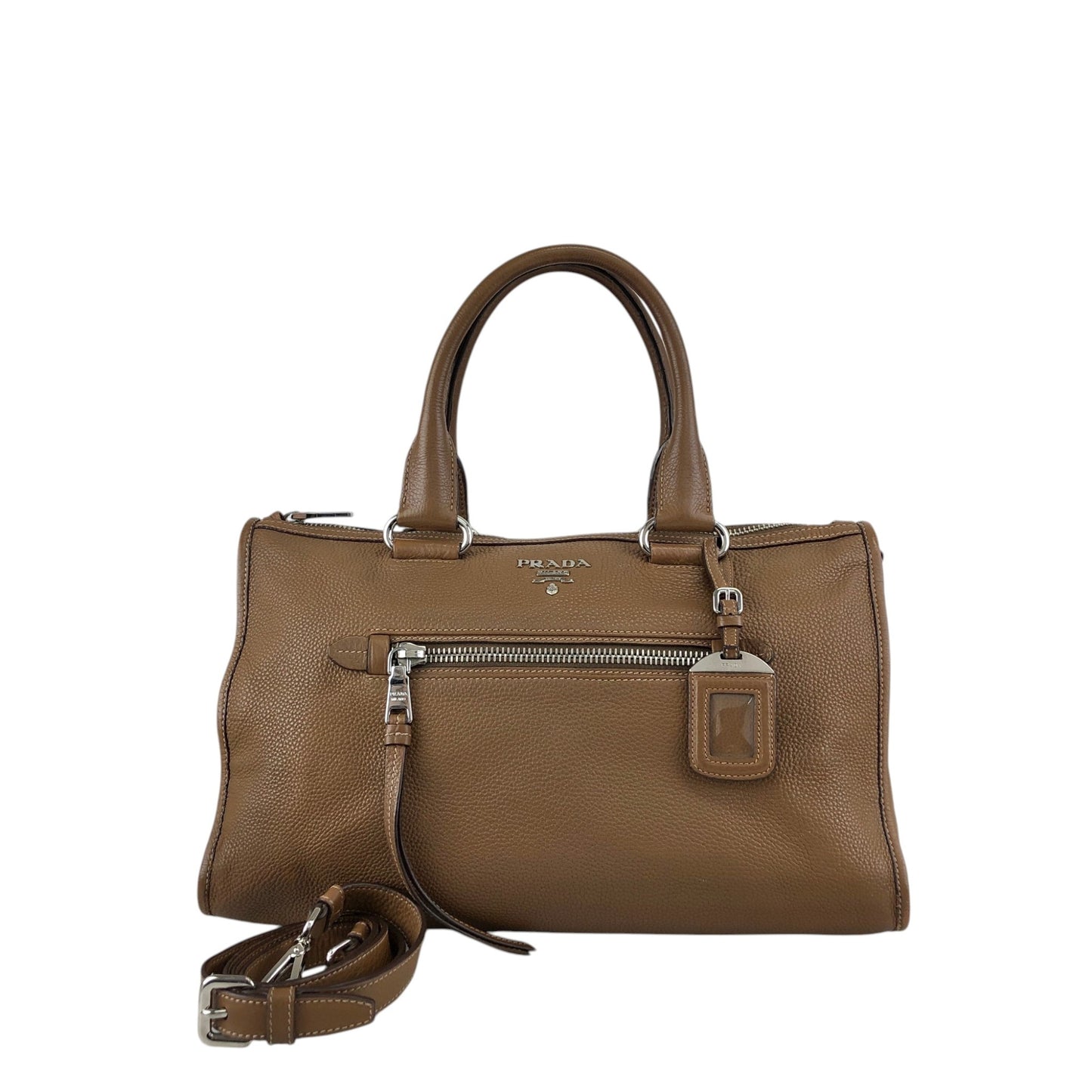 PRADA VITELLO PHENIX Two-way Handbag Shoulder bag Brown BL0805 Vintage 2rpjby