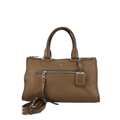 PRADA VITELLO PHENIX Two-way Handbag Shoulder bag Brown BL0805 Vintage 2rpjby