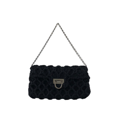 Salvatore Ferragamo Gancini Chain Shoulder bag Black Vintage phcpax