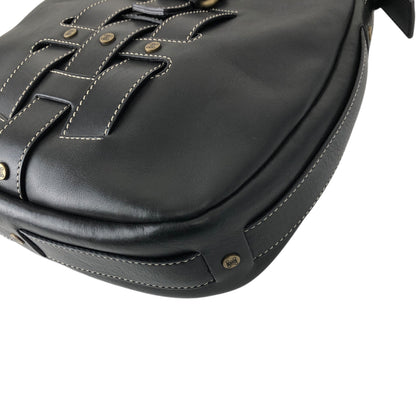 CELINE Front Buckle Shoulder bag Black Vintage f5ds3s