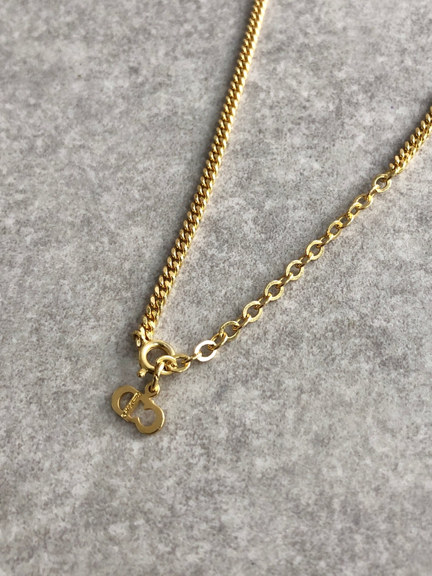 Christian Dior Logo Motif Necklace Gold Vintage f5ev78
