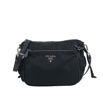 PRADA Logo Shoulder bag Black Vintage tab5kh