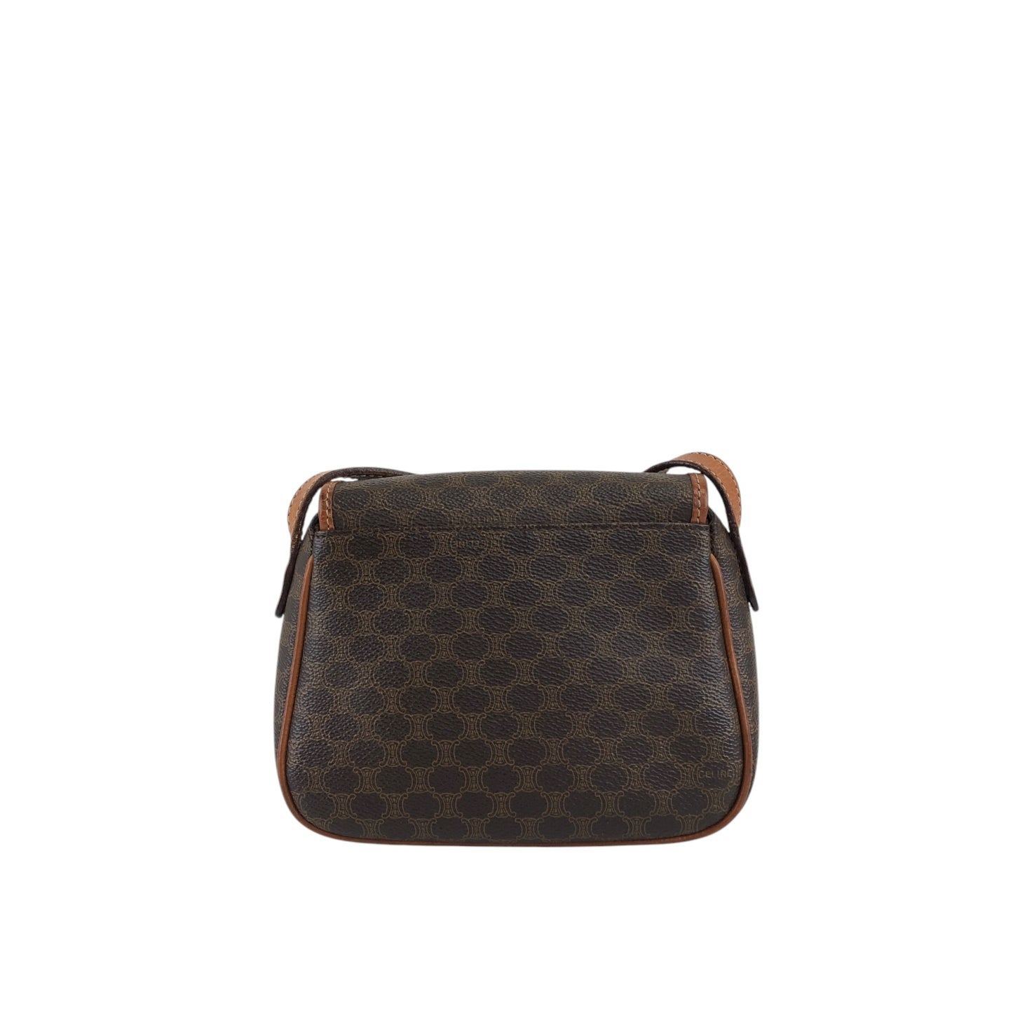 CELINE Macadam Blason Front Buckle Shoulder bag Brown Vintage iv3thu