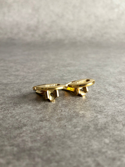 CELINE Horse Bit Earrings Gold Vintage wpmy55