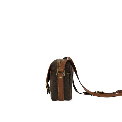 CELINE Macadam Blason Front Buckle Shoulder bag Brown Vintage 6tcy32