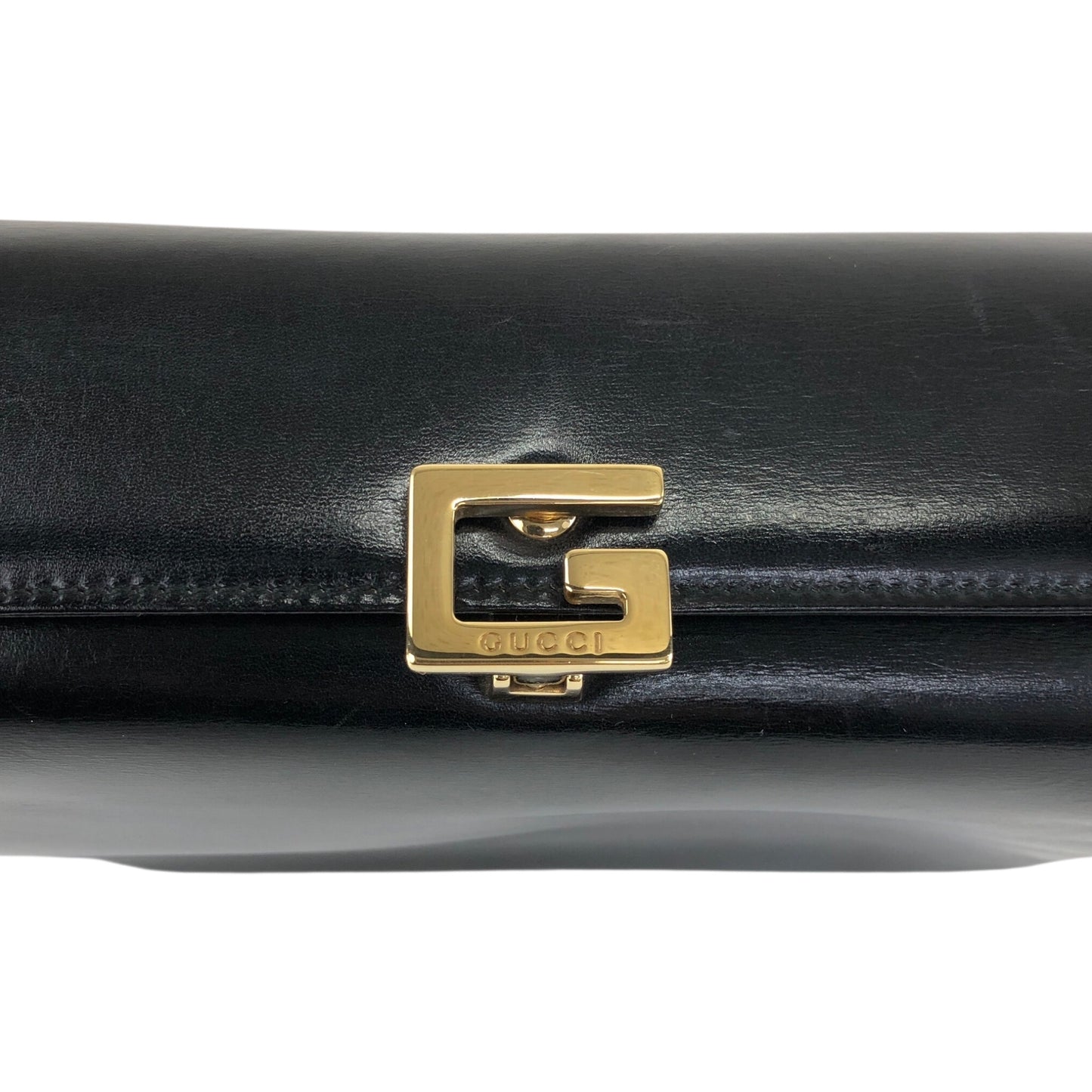 GUCCI Logo Handbag Vanity bag Black Vintage aitdmr