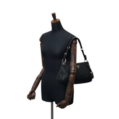 PRADA Logo Shoulder bag Black Vintage j4hmuw
