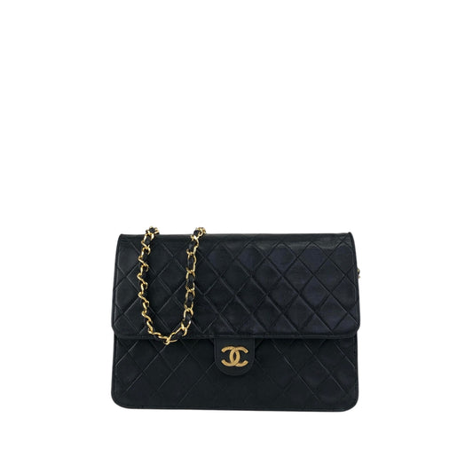 CHANEL Matelasse Coco Mark Chain Shoulder bag Black Vintage bx28zt