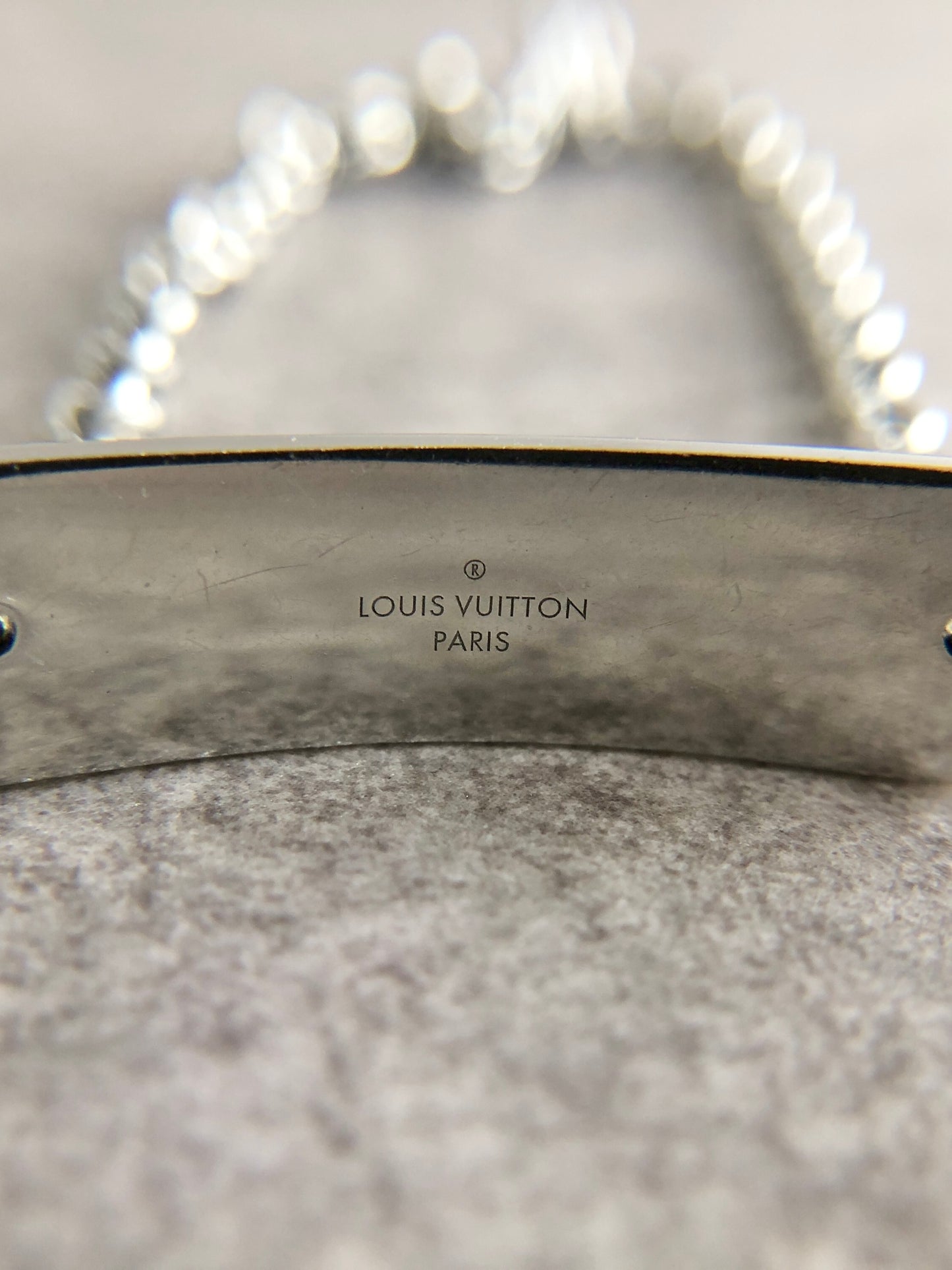 LOUIS VUITTON Monogram Bracelet Silver M00681 Vintage 2cv57e