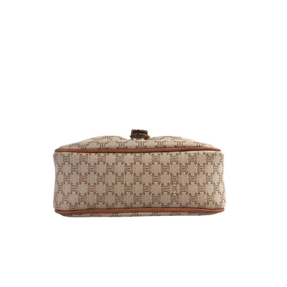 CELINE Macadam Front Buckle Flap Small Shoulder bag Crossbody Beige Vintage wbbars