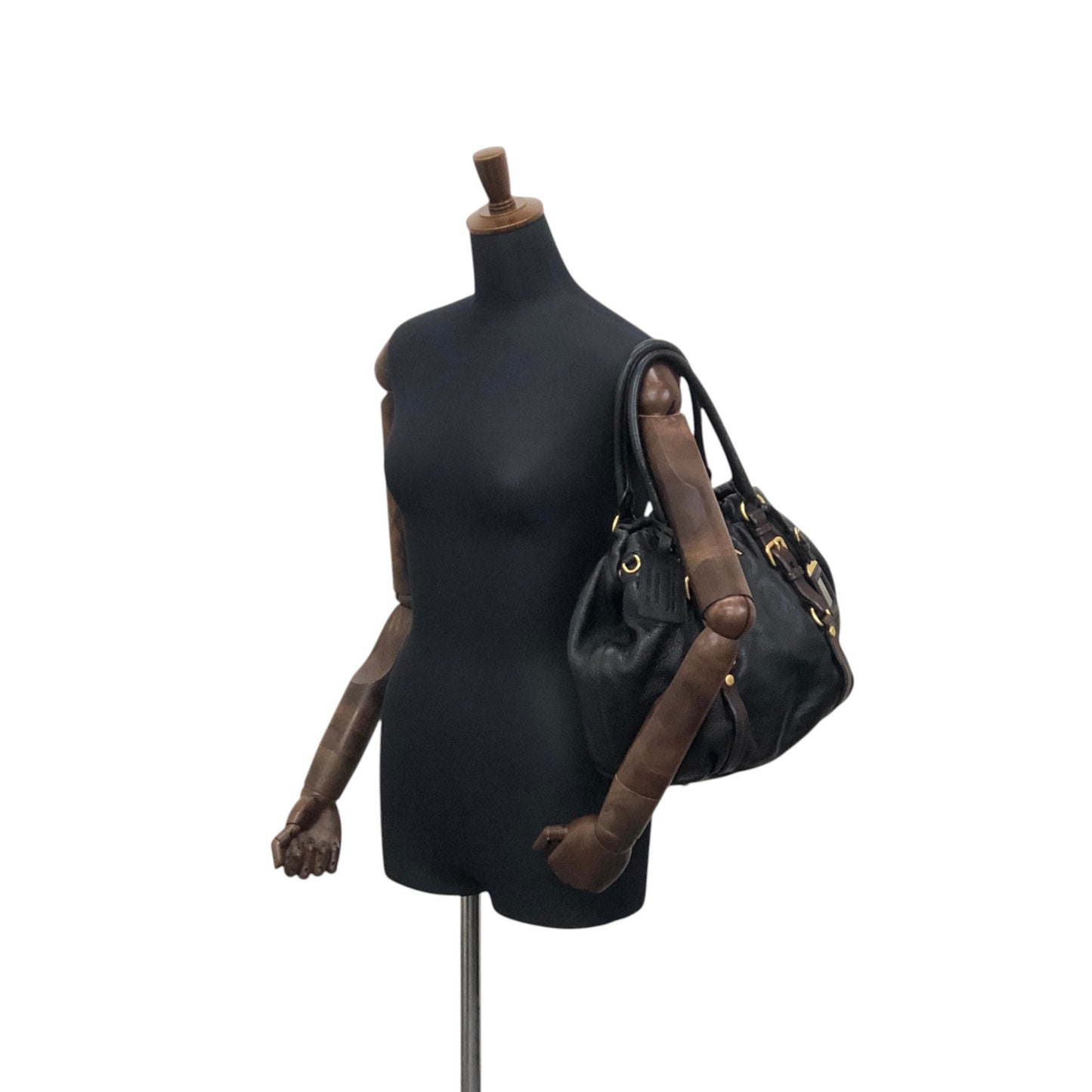 PRADA Logo Handbag Totebag Black Vintage dcjbha