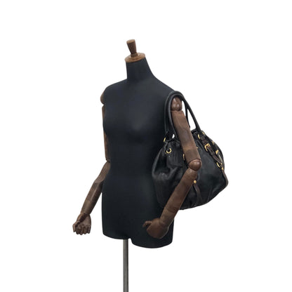 PRADA Logo Handbag Totebag Black Vintage dcjbha