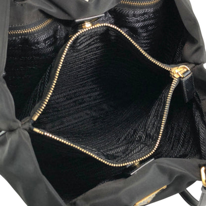 PRADA Tessuto Triangle Logo Handbag Totebag Black Vintage p8z2vd