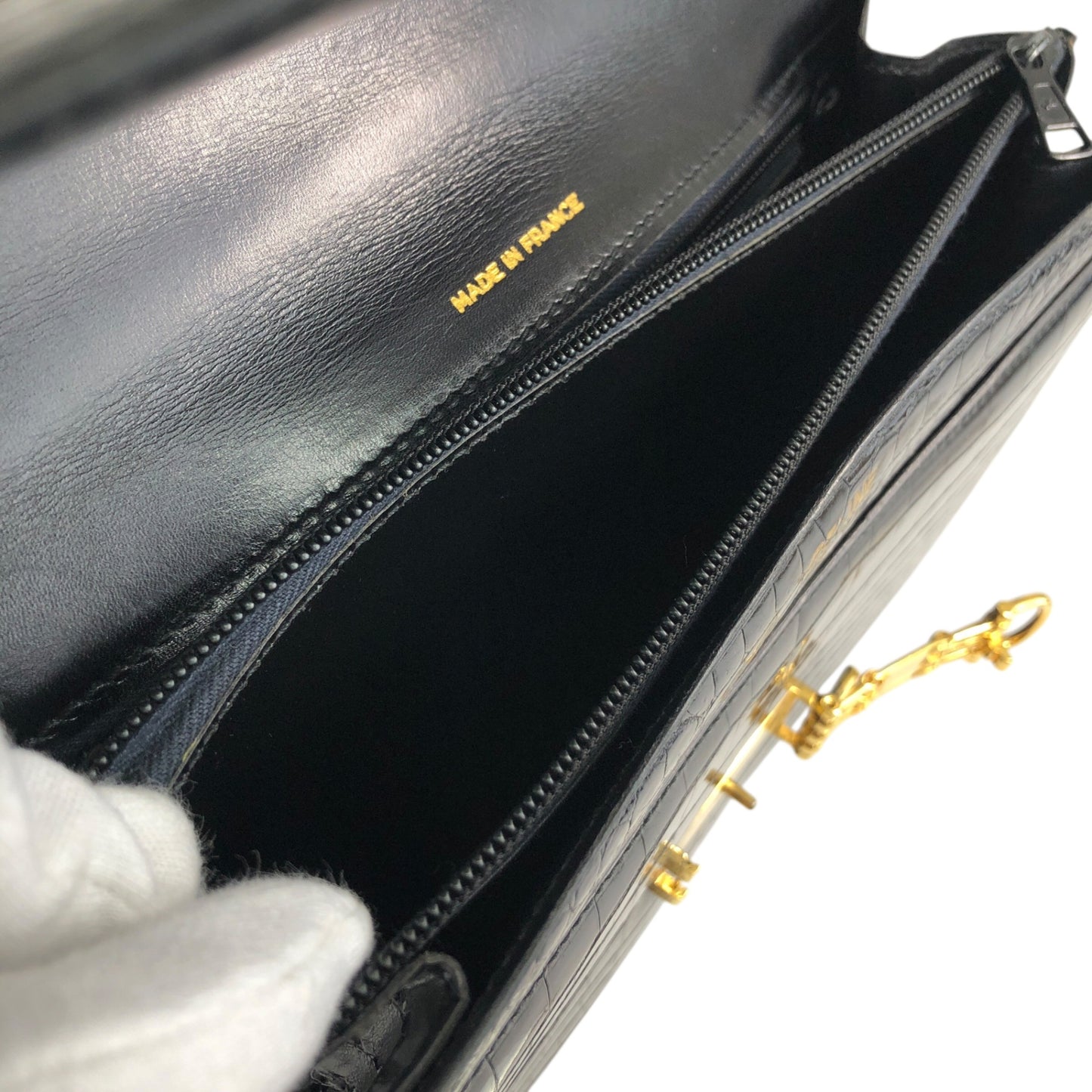CELINE Horse Bit Handbag Black Vintage 4mkifm