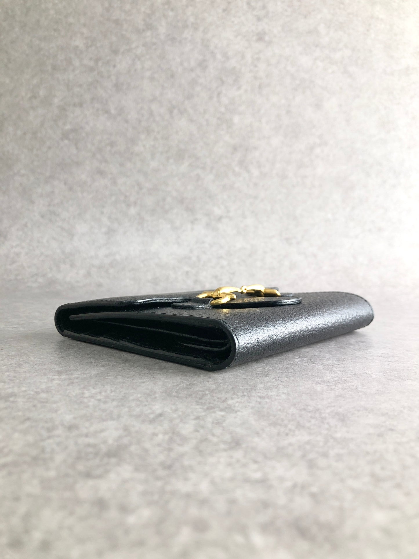 GUCCI Horse Bit Trifold Wallet Black Vintage xhjptb