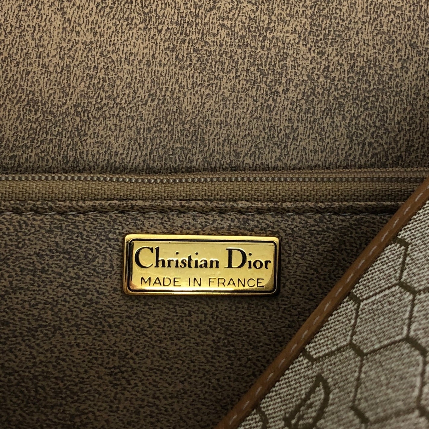 Christian Dior Honeycomb Pattern Handbag Beige Vintage 64sff4