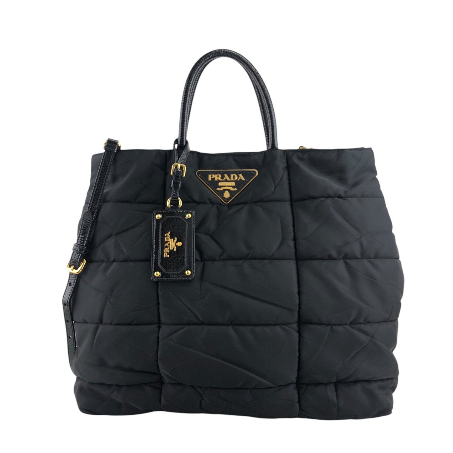 PRADA Triangle Logo Two-way Handbag Shoulder bag Black Vintage gj4fbh