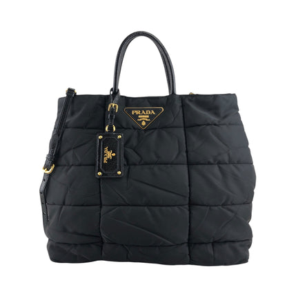 PRADA Triangle Logo Two-way Handbag Shoulder bag Black Vintage gj4fbh