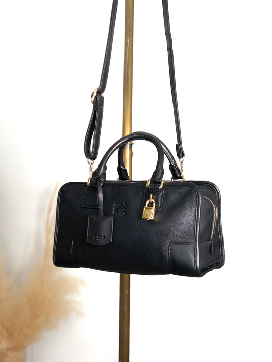 LOEWE Anagram Two-way Handbag Shoulder bag Boston bag Black Vintage uce58h