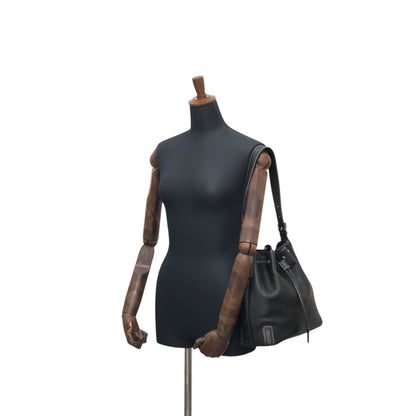 BURBERRY Nova Check Drawstring Shoulder bag Black Vintage 4iaxcb