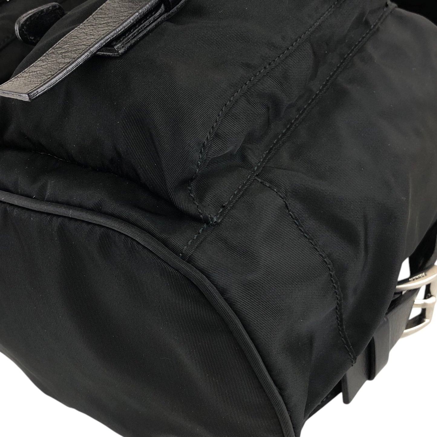 PRADA Triangle Logo Double Pocket Backpack Black Vintage rd6n42