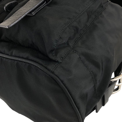 PRADA Triangle Logo Double Pocket Backpack Black Vintage rd6n42