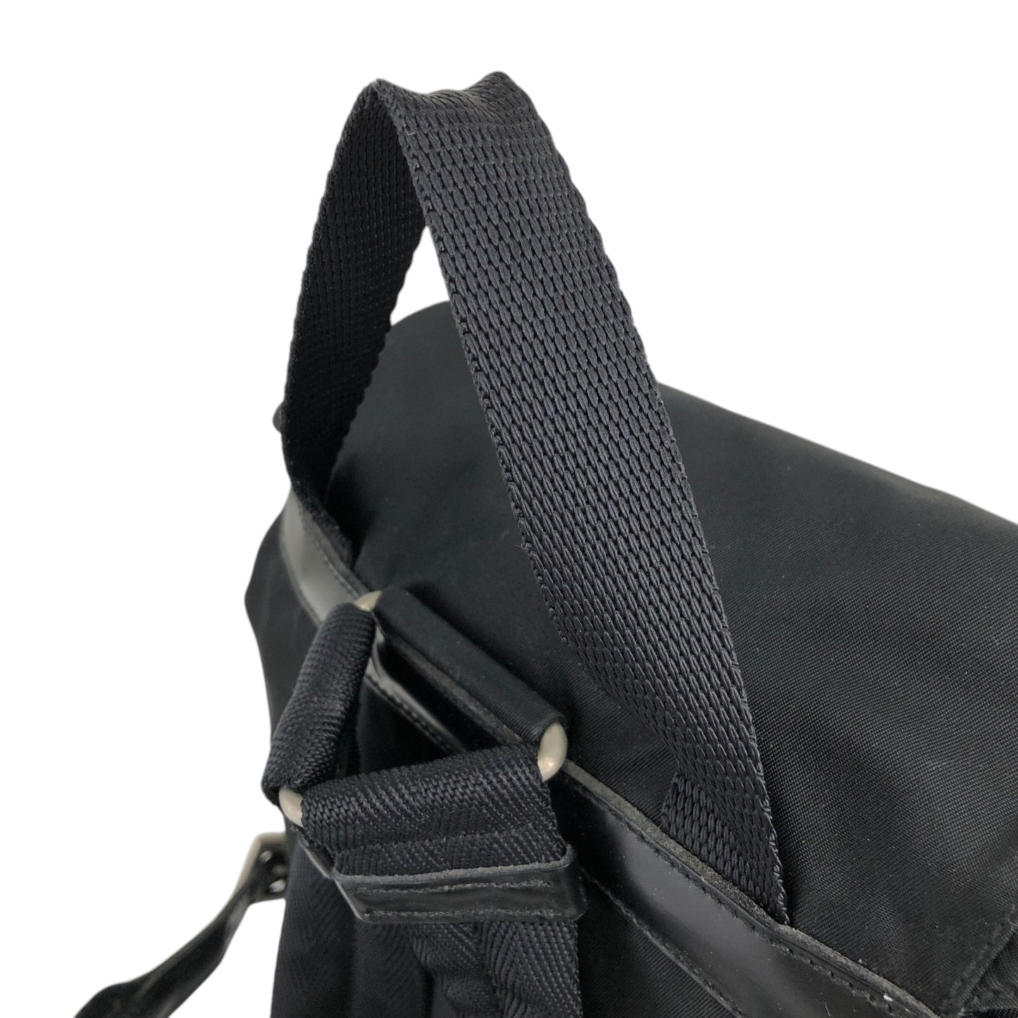 PRADA Triangle Logo Double Pocket Backpack Black Vintage hbs63x