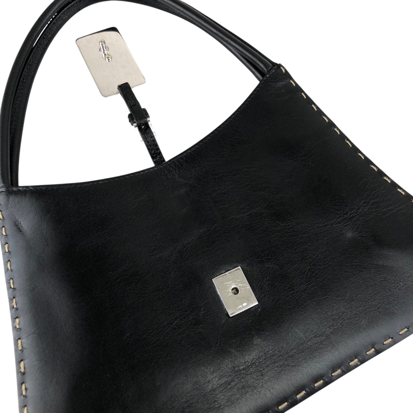 GUCCI Logo Shoulder bag Black Vintage 5yfah2