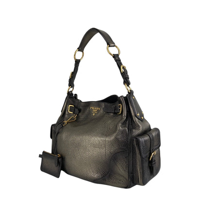 PRADA Logo Side Pocket Two-way Handbag Shoulder bag Bronze Vintage fiftw3