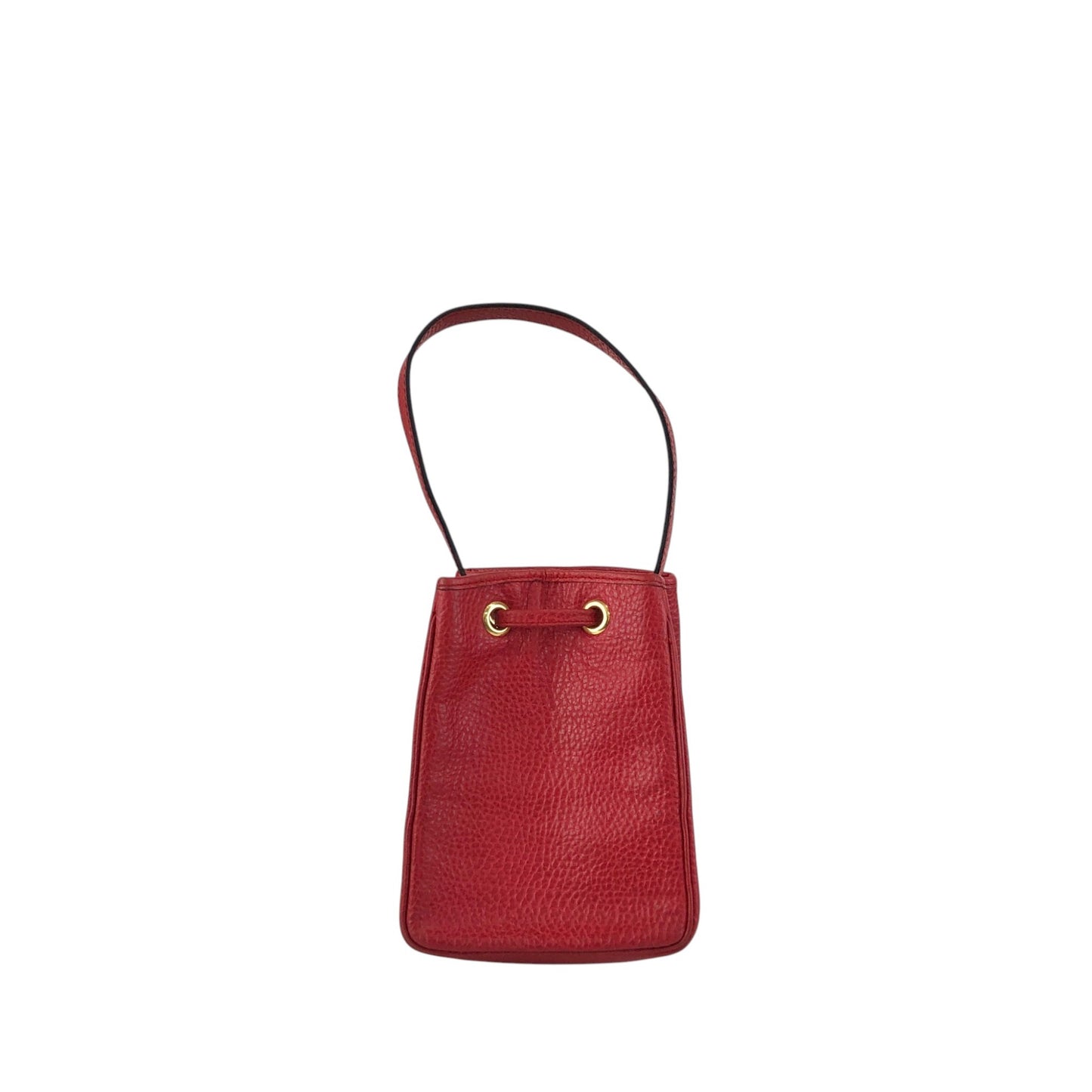 Christian Dior CD Logo Drawstring Small Handbag Red Vintage 46ensx