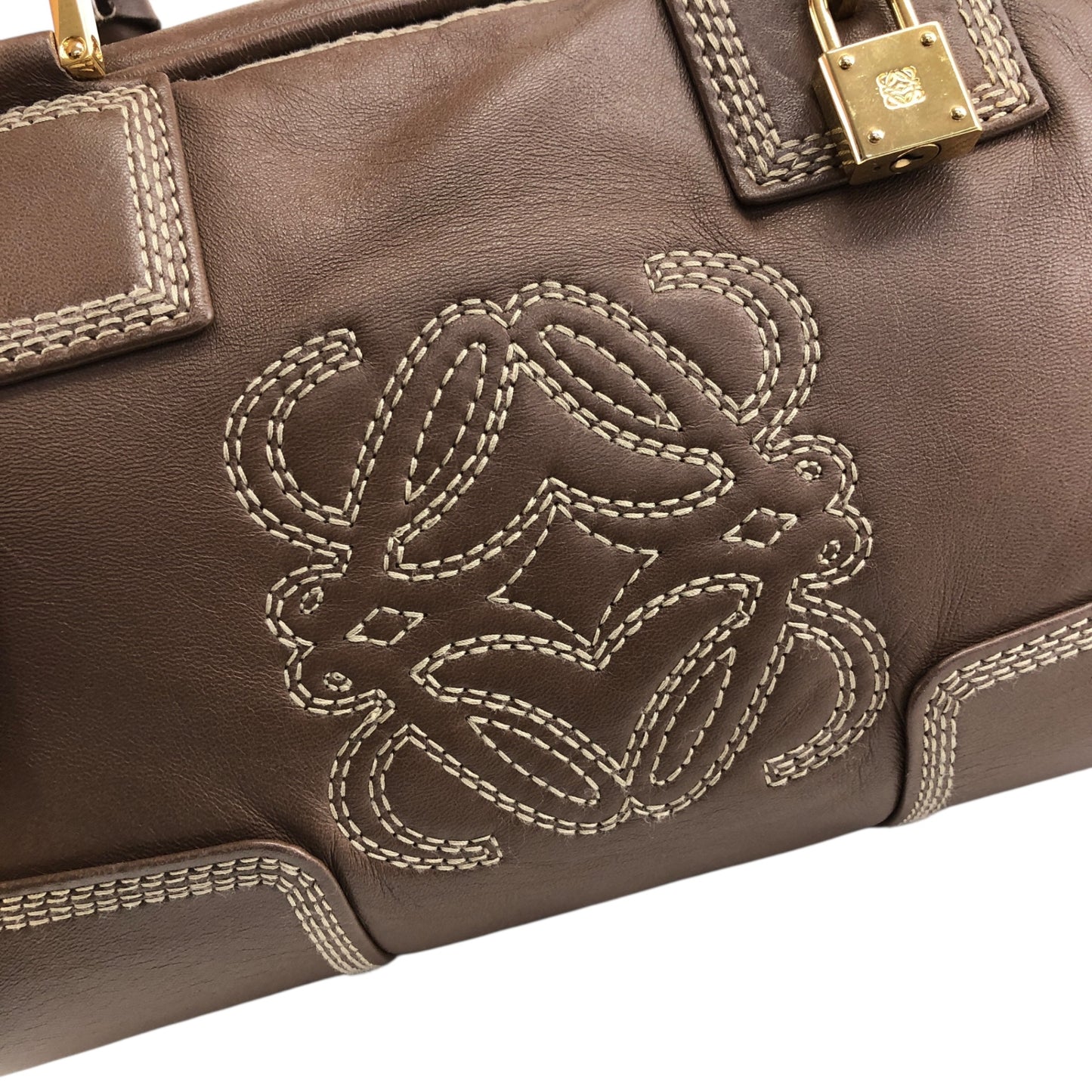 LOEWE Amazona Small Boston bag Handbag Brown Vintage irfyjk