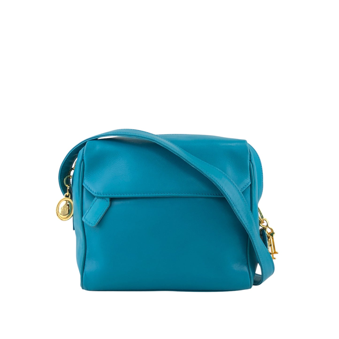 Christian Dior CD Logo Charm Crossbody Shoulder bag Blue Vintage faf6r2