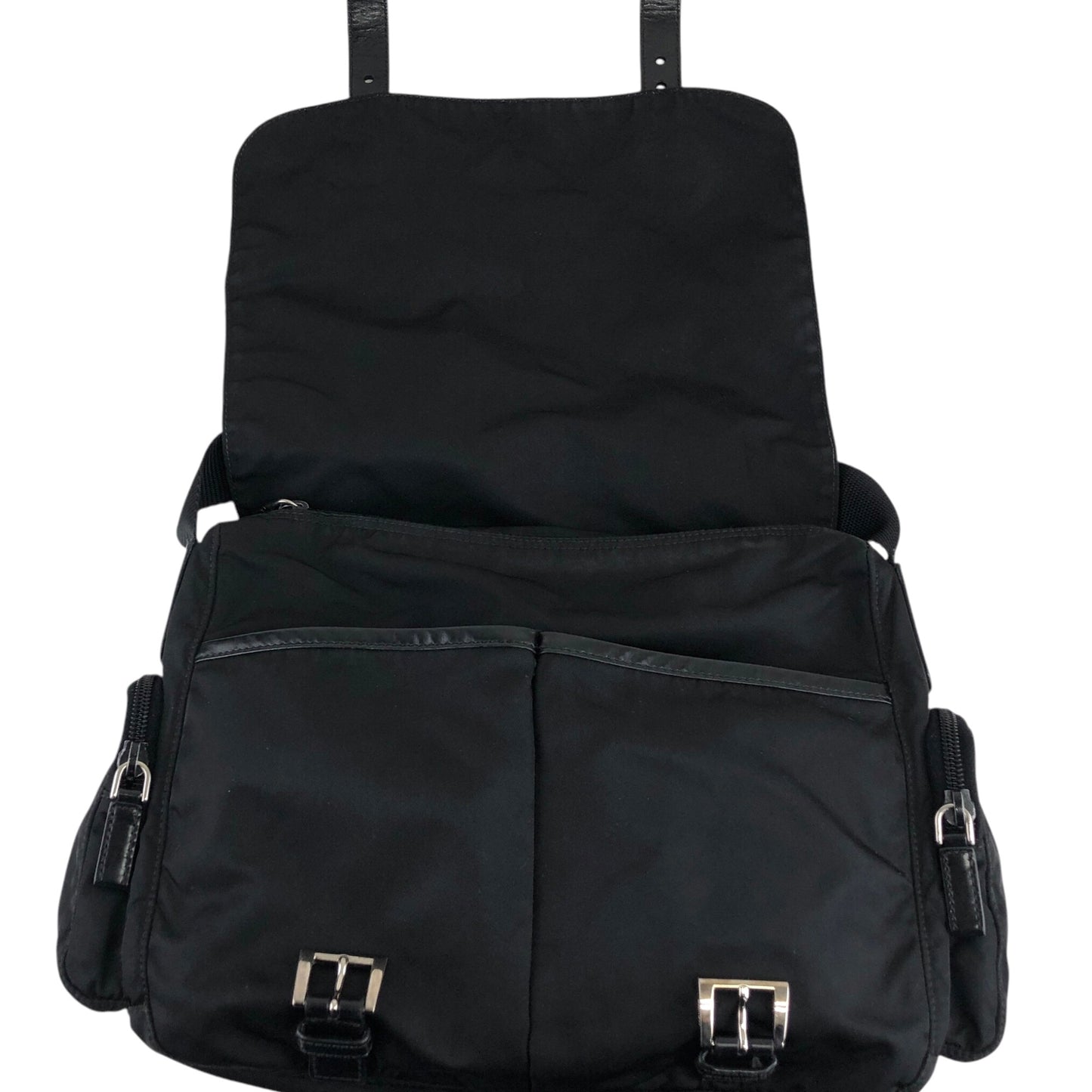 PRADA Triangle Logo Shoulder bag Black Vintage irzipj