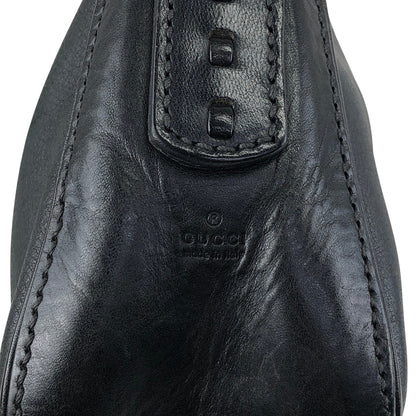 GUCCI Logo Embossed Shoulder bag Black Vintage zvzcf8