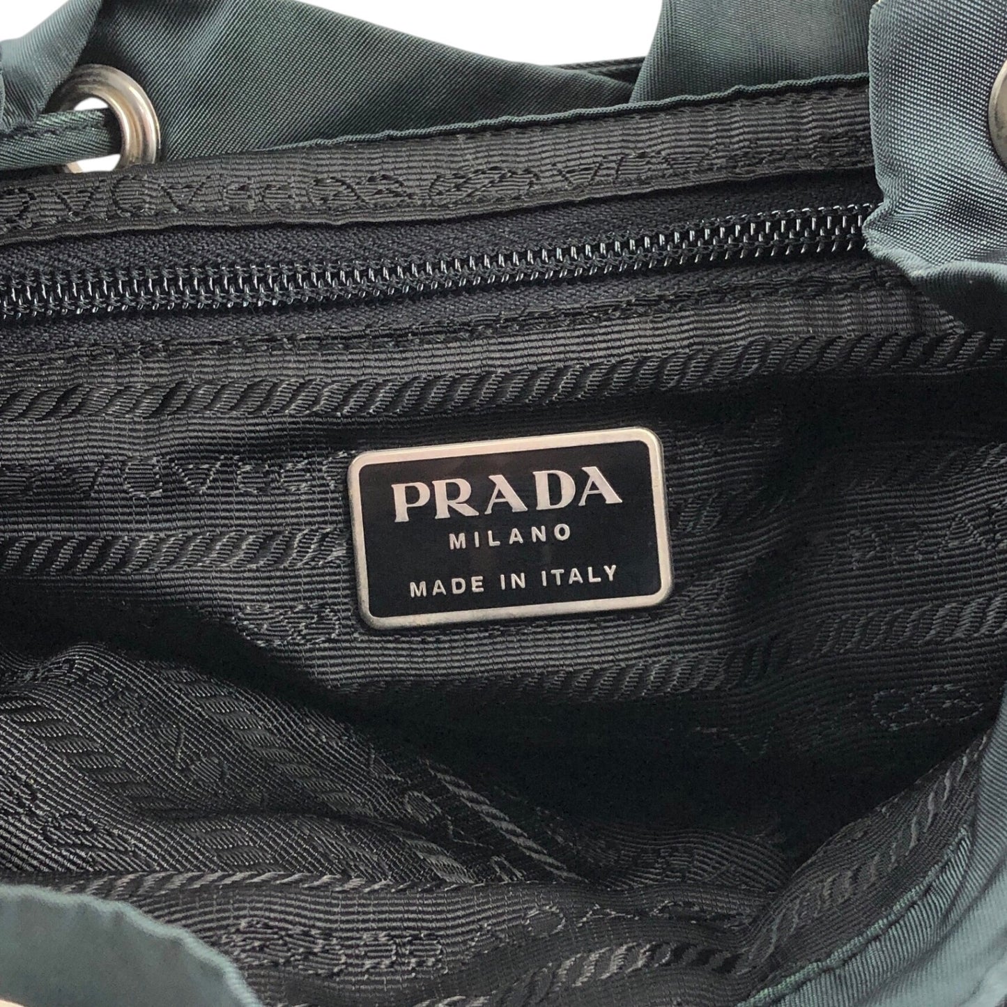 PRADA Tessuto Triangle Logo Double Pocket Backpack Green Vintage 43hn3u