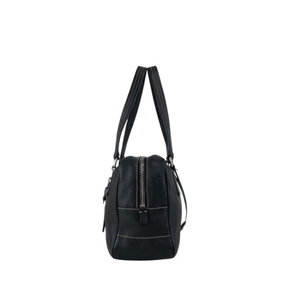 PRADA Logo Embossed Small Boston bag Handbag Black Vintage wuztbm