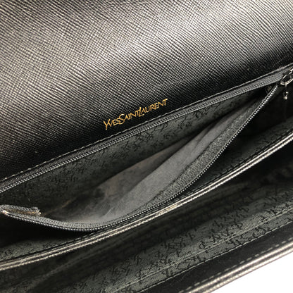 Yves Saint Laurent YSL Logo Leather Shoulder bag Black Vintage 4jenk5