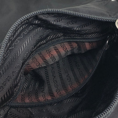 PRADA Tessuto Triangle Logo Front Buckle Shoulder bag Black Vintage d42ma2